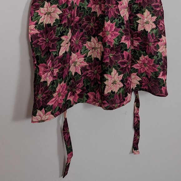 Vintage 1980s Child's Apron Pink Purple Poinsettias Quilted Front All Cotton USA - Picture 6 of 16